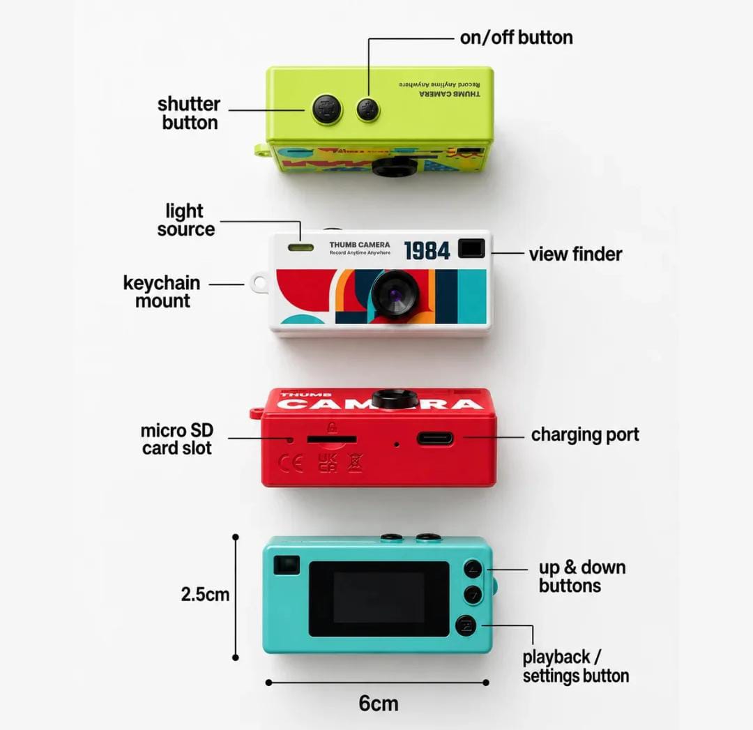1984 Retro Thumb Camera Keychain – Blind Box Mini Digital Camera, 1080P HD